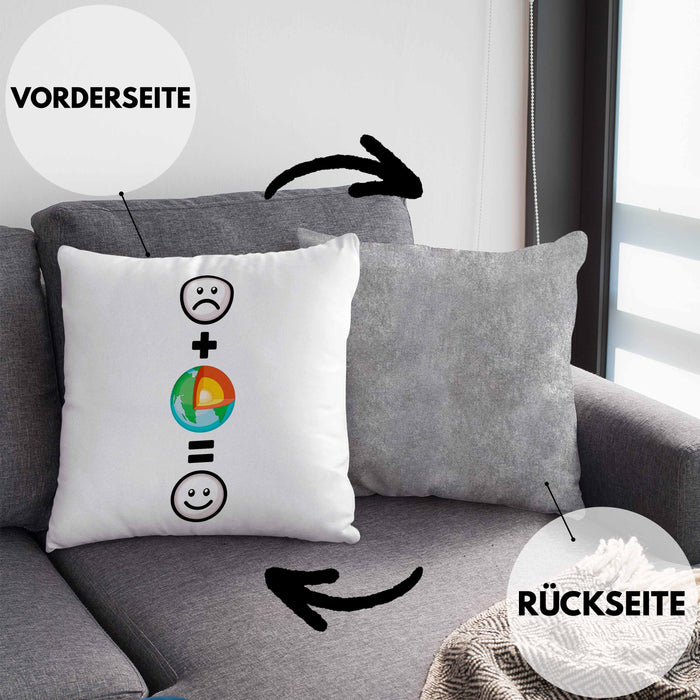 Geologe Kissen mit Füllung 40x40 Geschenk für Geologen Lustige Geschenkidee :( + Geologie = :) Geburtstag (Grau) Grau Trendation
