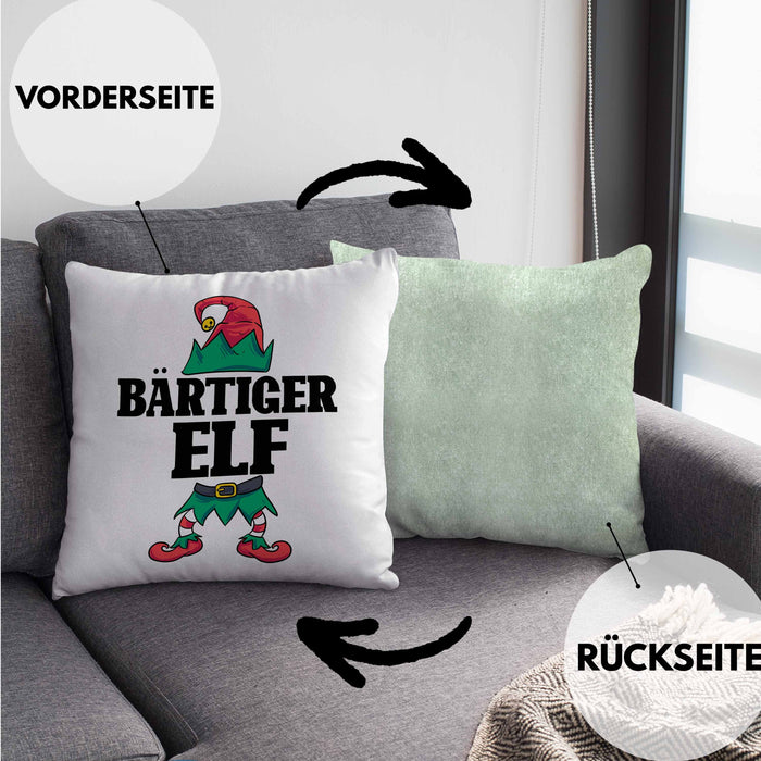 Bart Kissen mit Füllung 40x40 Geschenk Lustiger Spruch Bartträger Bärtiger Elf Geschenkidee Geburtstag (Grau) Grün Trendation