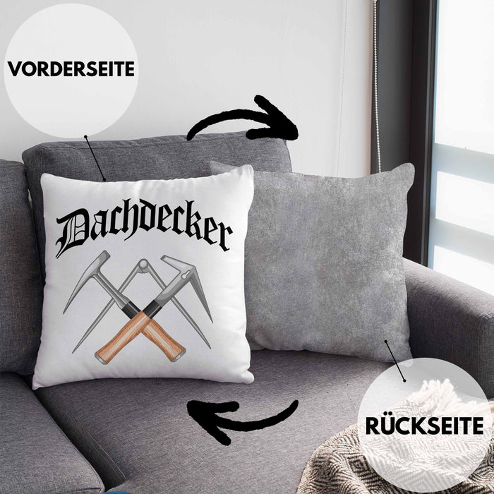 Dachdecker Geschenke Kissen mit Füllung 40x40 Lustig Mann Männer Zubehör Geschenkidee Dachdecker-Meister (Grau) Grau Trendation