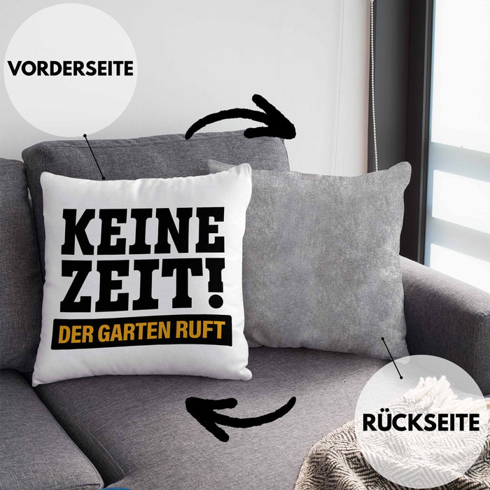 Keine Zeit Kissen mit Füllung 40x40 mit Spruch Garten Hobbygärtner Geschenk Lustig Gärtnerin Geschenkidee Gärtner (Grau) Grau Trendation