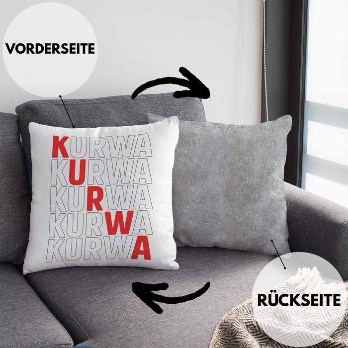 Kurwa Kissen mit Füllung 40x40 Polen Polska (Grau) Grau Trendation