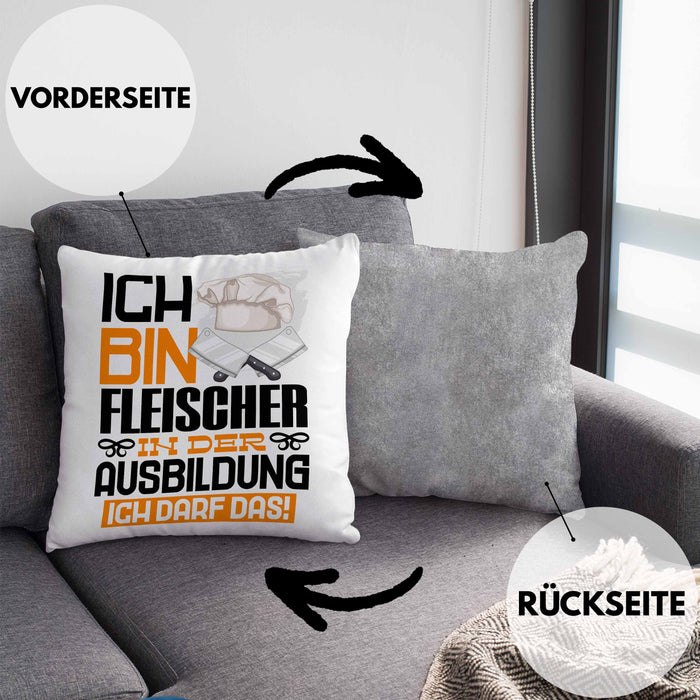 Fleischer Ausbildung Kissen mit Füllung 40x40 Geschenk Ich Bin Fleischer In Der Ausbildung Ich Darf Das Geschenkidee Spruch (Grau) Grau Trendation