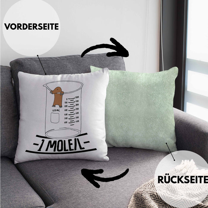 Chemiker Kissen mit Füllung 40x40 Lustiger Maulwurf Mole Per Liter Chemie Avogadro's Chemiker Kissen mit Füllung 40x40 (Grau) Grün Trendation