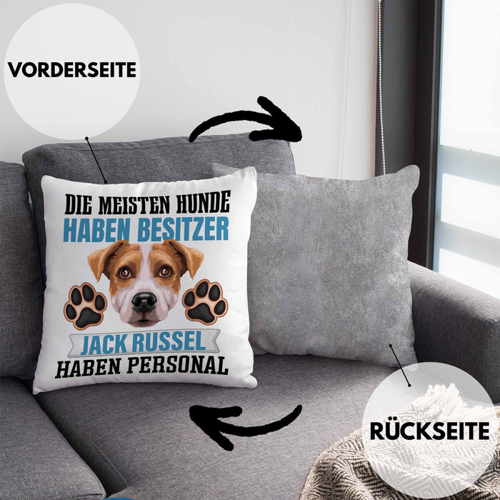 Jack Russell Besitzer Kissen mit Füllung 40x40 Geschenk Lustiger Spruch Geschenkidee Besitzerin Jack Russell Haben Personal (Grau) Grau Trendation
