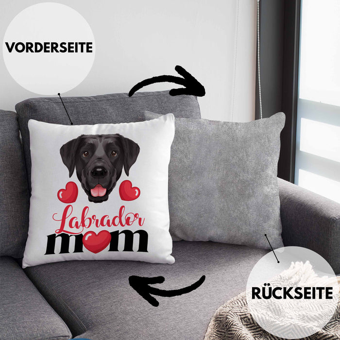 Labrador Besitzer Mom Mama Kissen mit Füllung 40x40 Geschenk Lustiger Spruch Geschenkidee Labrador Besitzerin (Grau) Grau Trendation