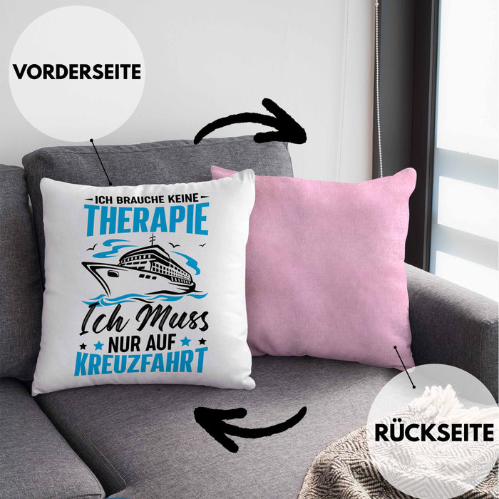 Kreuzfahrt Geschenk Kissen mit Füllung 40x40 Verkündung Geschenkidee für Kreuzfahrt-Fans Schiff (Grau) Rosa Trendation