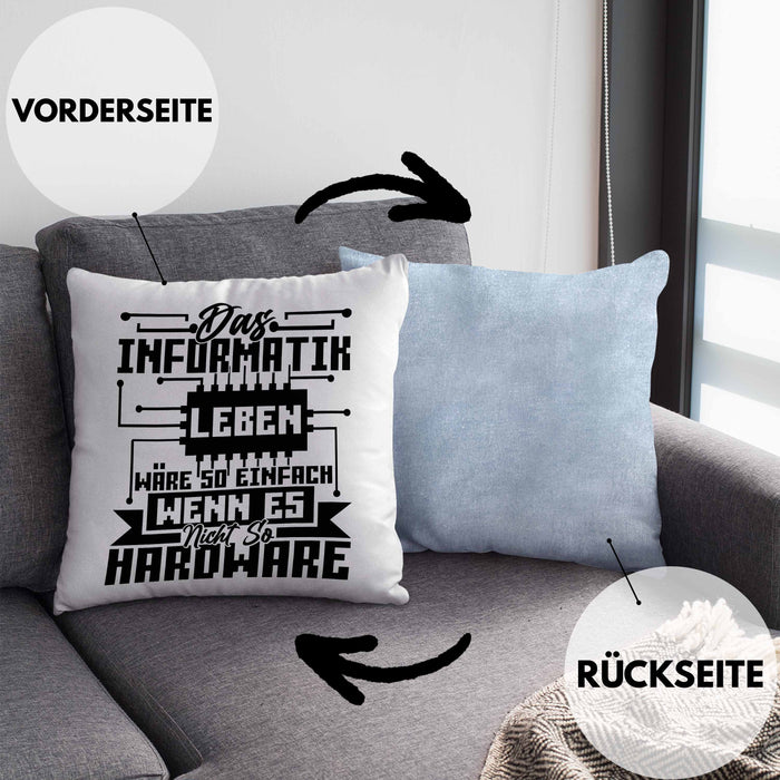 Informatiker Geschenk Kissen mit Füllung 40x40 Programmierer Coder Hardware Informatik IT (Grau) Blau Trendation