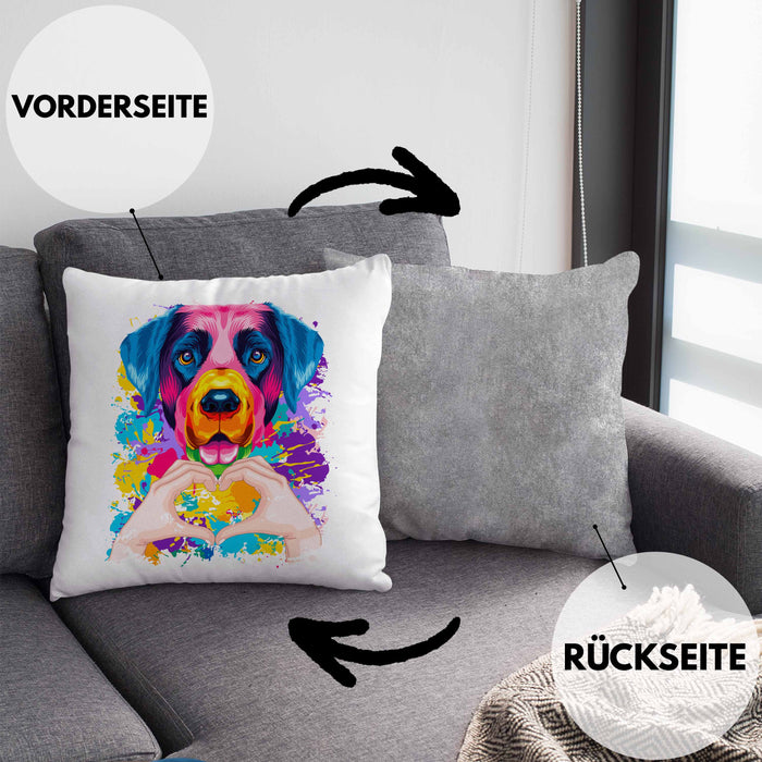 Labrador Besitzer Farbe Love Kissen mit Füllung 40x40 Geschenk Lustiger Spruch Geschenkidee Labrador Besitzerin (Grau) Grau Trendation