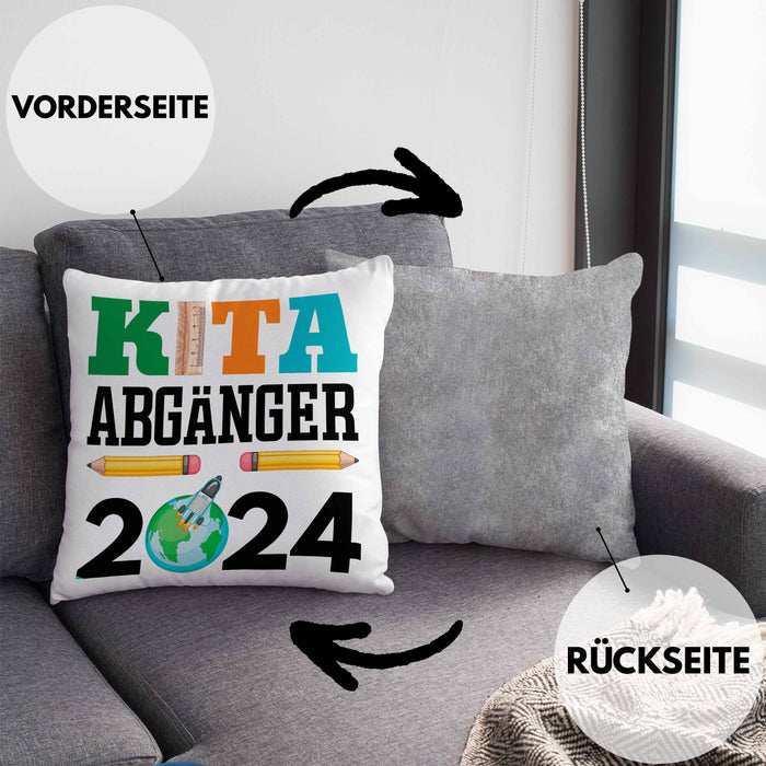 Einschulung Junge Mädchen Geschenk Schultüte Füllung Kissen mit Füllung 40x40 Schulstart 1. Schultag Schuleinführung Schulanfang Geschenkidee 2024 Schulkind (Grau) Grau Trendation