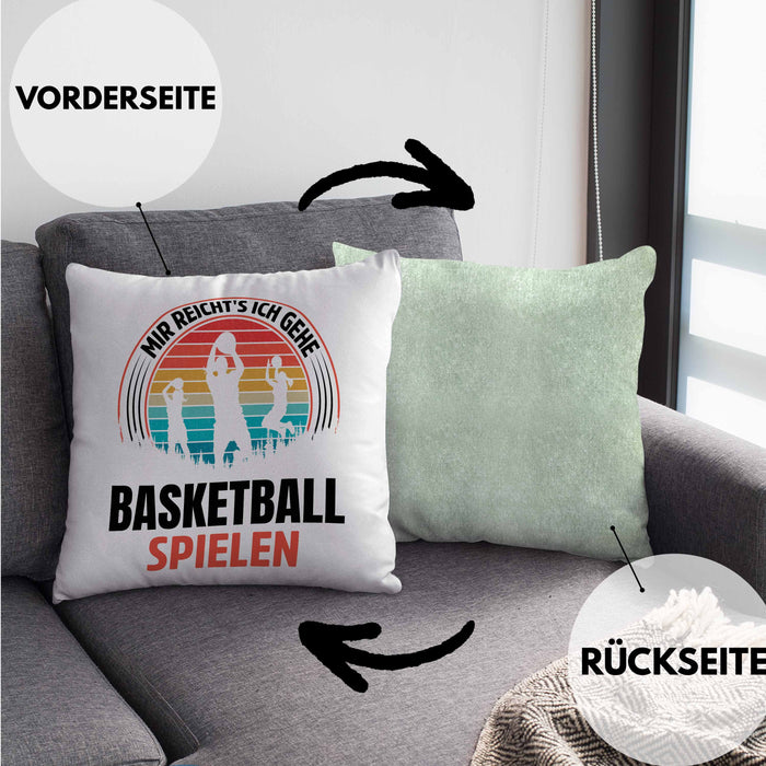 Mädchen Basketballspielerin Geschenkidee Kissen mit Füllung 40x40 Frauen Basketball (Grau) Grün Trendation