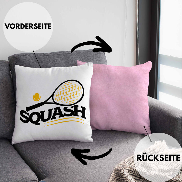 Lustige Squash-Kissen mit Füllung 40x40 Geschenk für Squash-Spieler (Grau) Rosa Trendation