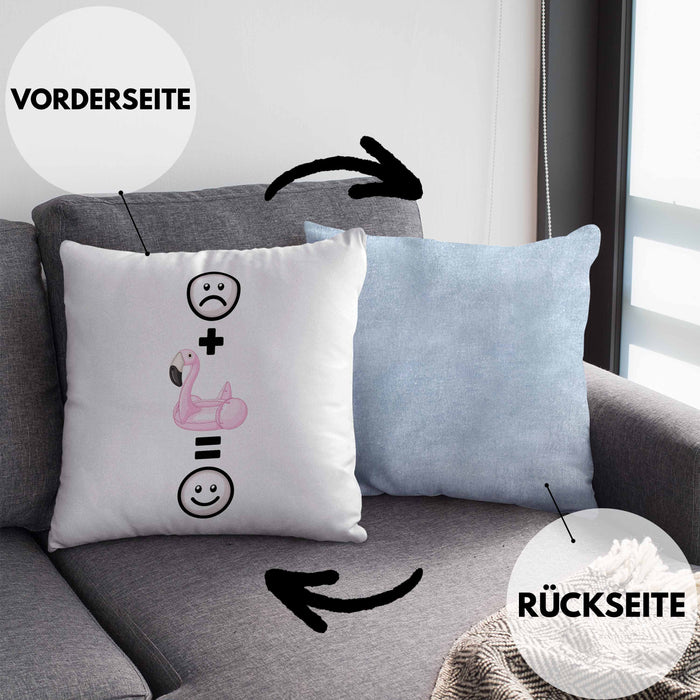 Pool Sommer Kissen mit Füllung 40x40 Geschenk für Sommer Fans Lustige Geschenkidee :( + Sommer = :) Geburtstag (Grau) Blau Trendation