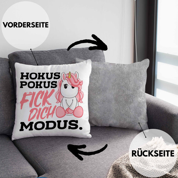 Lustige Ich Hasse Menschen Kissen mit Füllung 40x40 Mit Spruch Einhorn Geschenk Mama Freundin Kollegin Geschenkidee Arbeit Frauen (Grau) Grau Trendation