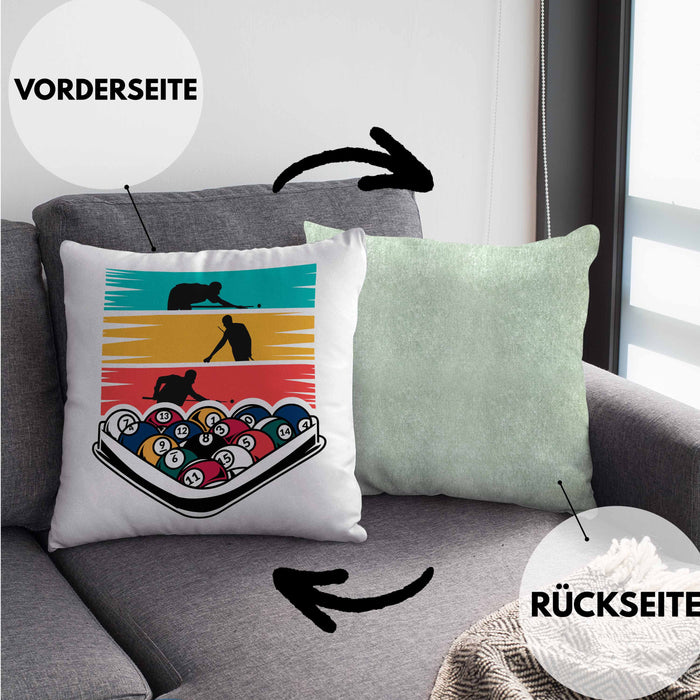 Billard Pool Kissen mit Füllung 40x40 Geschenk Queu Geschenkidee Spruch Grafik (Grau) Grün Trendation