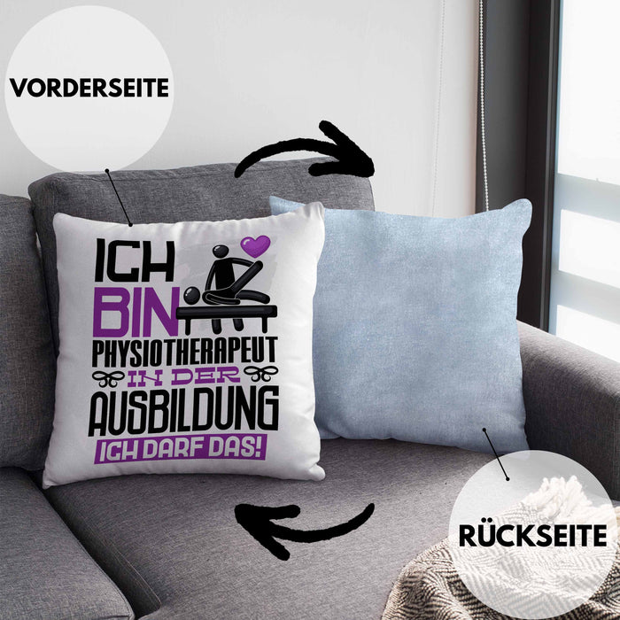 Physiotherapeut Ausbildung Kissen mit Füllung 40x40 Geschenk Ich Bin Physiotherapeut In Der Ausbildung Ich Darf Das Geschenkidee Spruch (Grau) Blau Trendation