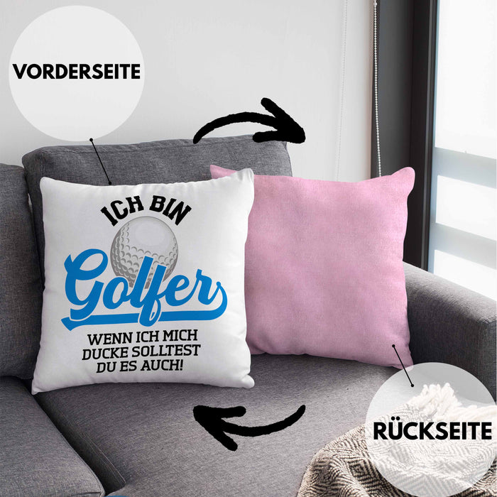 Golf Geschenke Für Männer Frauen Kinder Lustig Kissen mit Füllung 40x40 mit Spruch Golfspieler Kissen mit Füllung 40x40 Damen Witzig (Grau) Rosa Trendation