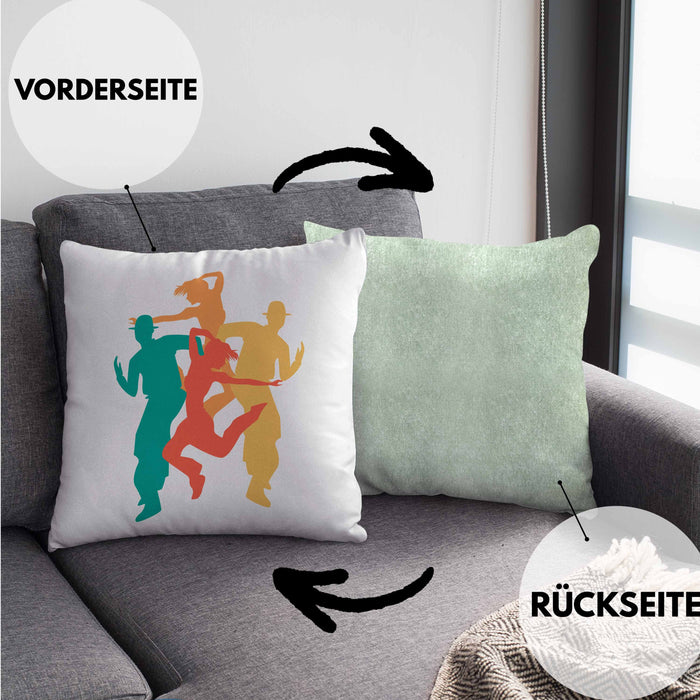 Lustige Tänzer Kissen mit Füllung 40x40 Geschenk für Tanzbegeisterte Tanzlehrer Grafik (Grau) Grün Trendation