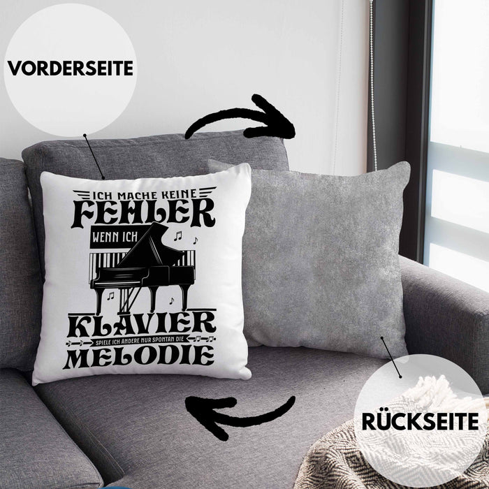 Klavier-Spieler Kissen mit Füllung 40x40 Geschenk Klavier Geschenkidee Flügel Musiker Ich Mache Keine Fehler Wenn Ich Klavier Spiele (Grau) Grau Trendation