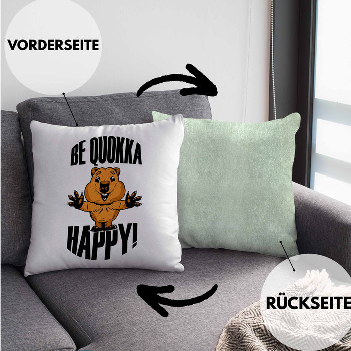 Lustige Kissen mit Füllung 40x40 Quokka-Motiv Geschenk für Quokka Liebhaber Be Quokka Happy (Grau) Grün Trendation