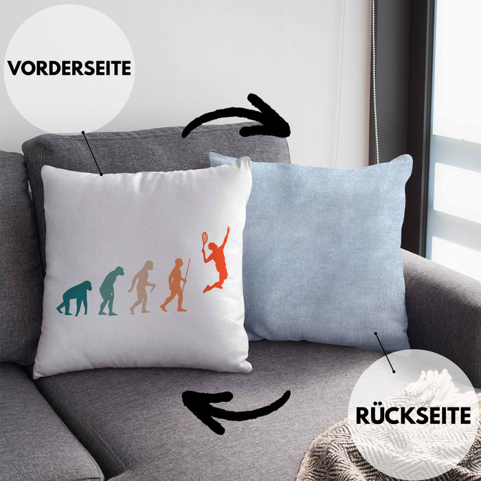 Lustige Badminton Kissen mit Füllung 40x40 Geschenk für Badmintonspieler Badminton Lehrer Coach Trainer Geschenkidee Evolution (Grau) Blau Trendation