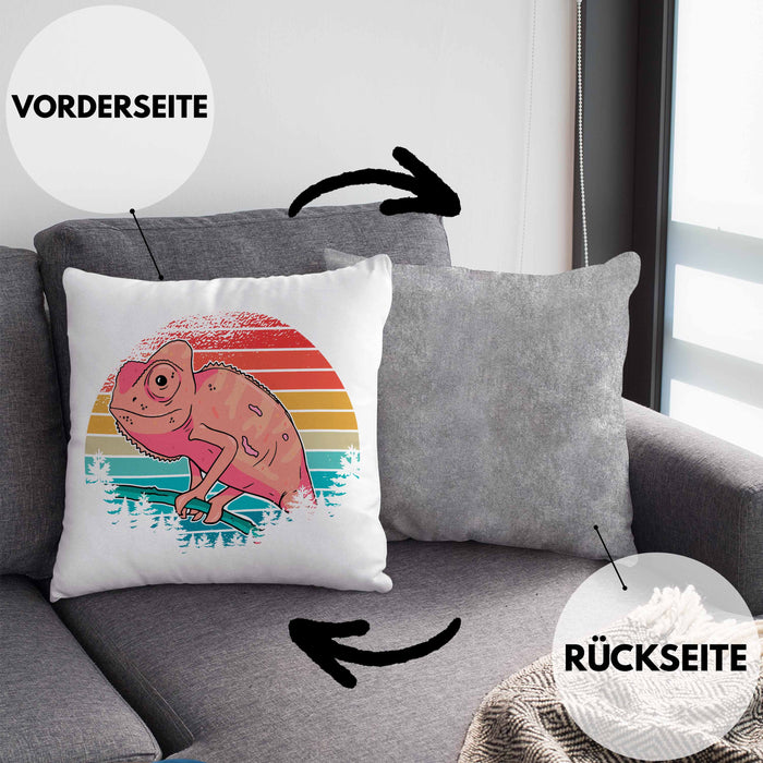 Chamäleon-Besitzer Kissen mit Füllung 40x40 Geschenk Grafik Chamäleon (Grau) Grau Trendation