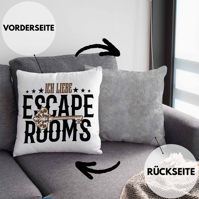 Escape Room Lustige Kissen mit Füllung 40x40 Escape Room Fans Geschenkidee (Grau) Grau Trendation