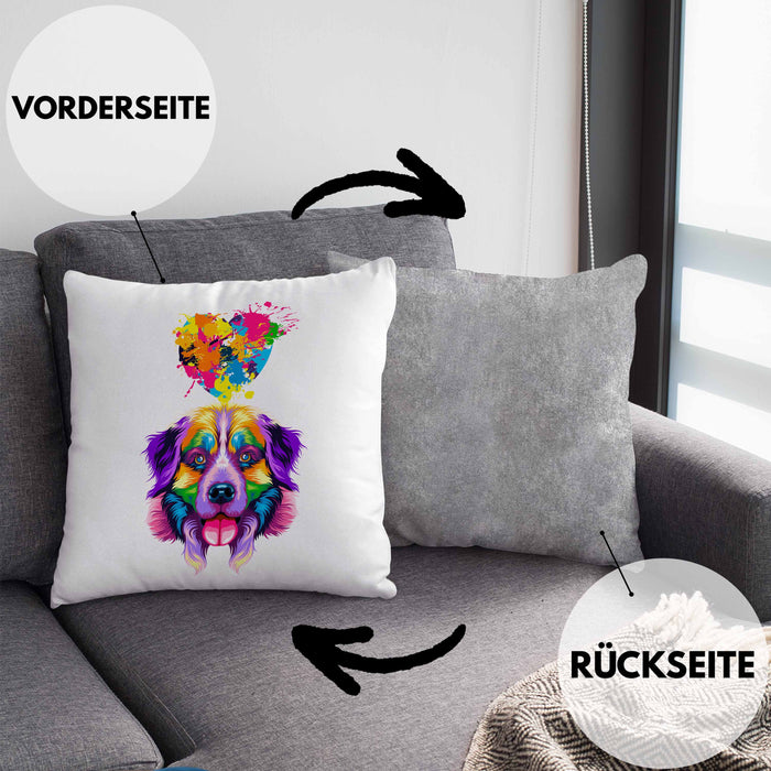 Border Collie Herz Farbe Besitzer Kissen mit Füllung 40x40 Geschenk Lustiger Spruch Geschenkidee Border Collie Liebhaber (Grau) Grau Trendation