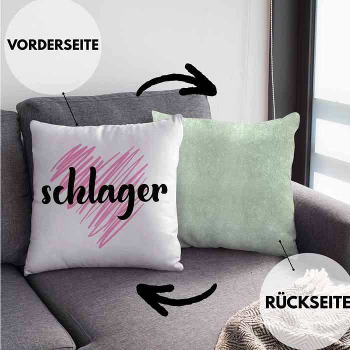 Kissen mit Füllung 40x40 Geschenk für Schlager Fans Kissen mit Füllung 40x40 Musikmotiv Spruch (Grau) Grün Trendation