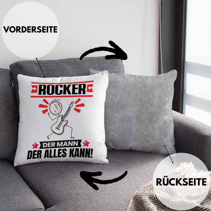Rocker Kissen mit Füllung 40x40 Geschenk für Rocker Der Mann Der Alles Kann Geschenkidee zum Geburtstag (Grau) Grau Trendation