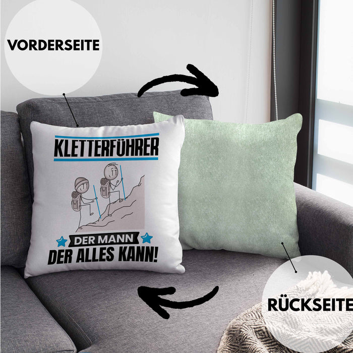 Kletterführer Kissen mit Füllung 40x40 Geschenk für Kletterführer Der Mann Der Alles Kann Geschenkidee zum Geburtstag (Grau) Grün Trendation