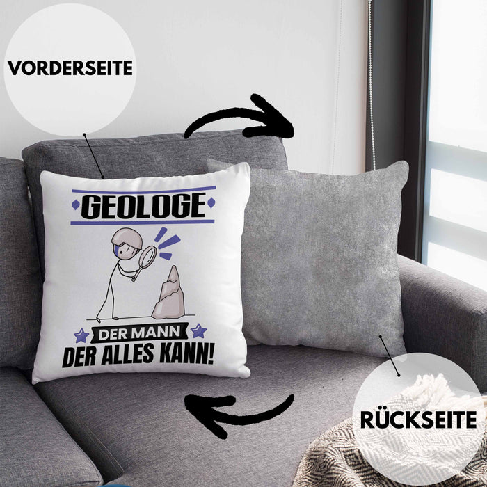 Geologe Kissen mit Füllung 40x40 Geschenk für Geologe Der Mann Der Alles Kann Geschenkidee zum Geburtstag (Grau) Grau Trendation