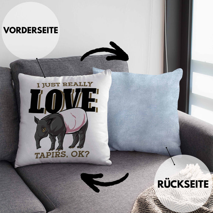 Lustige Tapir Kissen mit Füllung 40x40 Geschenk Tapir Liebhaber (Grau) Blau Trendation