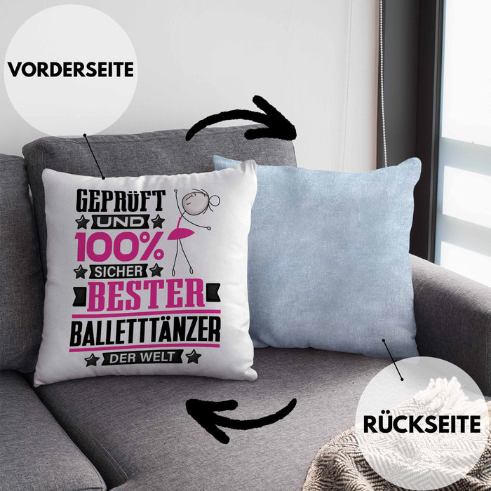 Balletttänzer Geschenk Lustiger Spruch für Balletttänzer Geschenkidee Bester Balletttänzer Der WeltKissen mit Füllung 40x40 (Grau) Blau Trendation