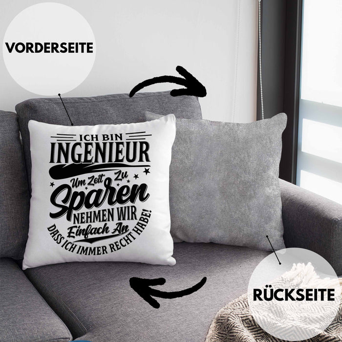 Ingenieur Kissen mit Füllung 40x40 Geschenk Geschenkidee Sprüche Ingenieurswesen Geschenkidee Spruch (Grau) Grau Trendation