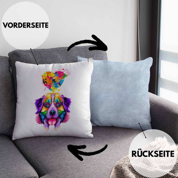 Border Collie Herz Farbe Besitzer Kissen mit Füllung 40x40 Geschenk Lustiger Spruch Geschenkidee Border Collie Liebhaber (Grau) Blau Trendation