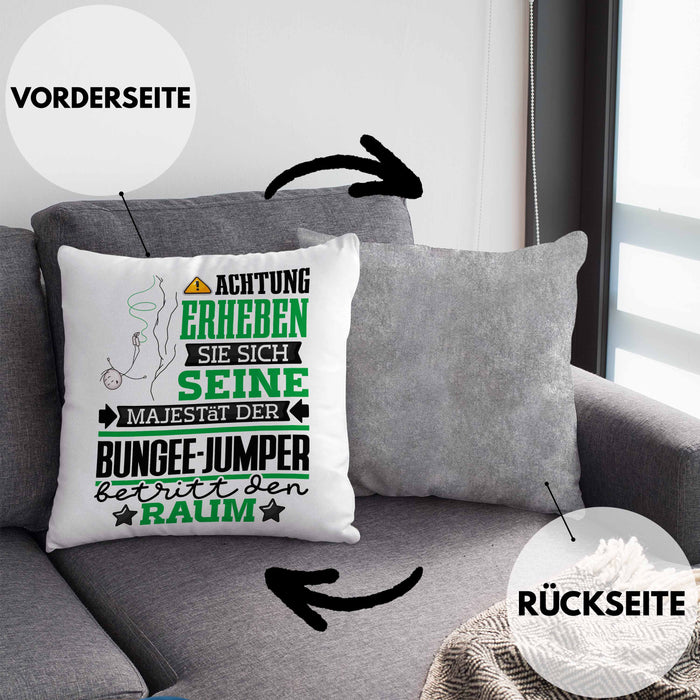 Bungee-Jumper Geschenk Kissen mit Füllung 40x40 Lustiger Spruch Erheben Sie Sich Der Bungee-Jumper Betritt den Raum (Grau) Grau Trendation