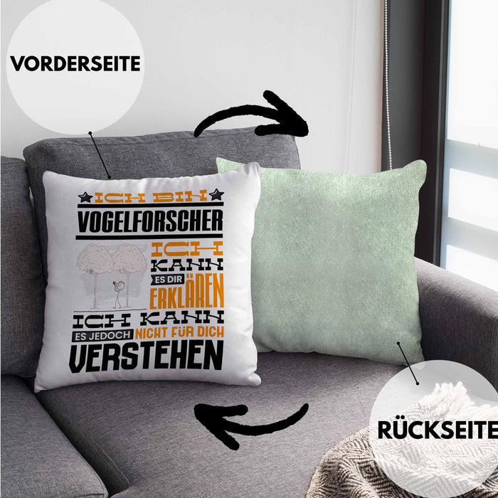 Vogelforscher Geschenk Kaffee-Kissen mit Füllung 40x40 Geschenkidee für Vogelforscher Ich Bin Vogelforscher Ich Kann Es Dir Erklären Jedoch Nicht Für Dich Verstehen Spruch Lustig (Grau) Grün Trendation