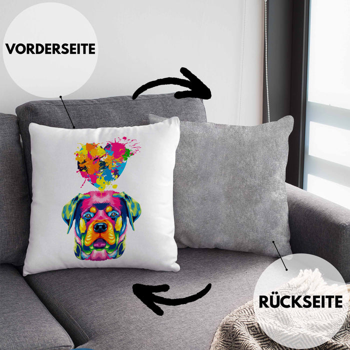 Rottweiler Herz Farbe Besitzer Kissen mit Füllung 40x40 Geschenk Lustiger Spruch Geschenkidee Rottweiler Liebhaber (Grau) Grau Trendation