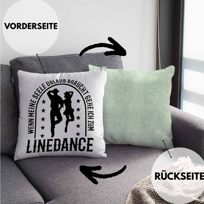 Lustige Kissen mit Füllung 40x40 für Line Dance Fans Spruch Line Dance Tänzerin (Grau) Grün Trendation