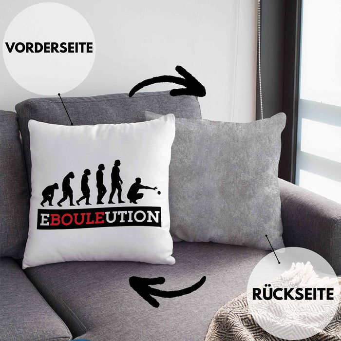 Boule Kissen mit Füllung 40x40 Geschenk Boule-Spieler Geschenkidee Spruch Ebouleution (Grau) Grau Trendation