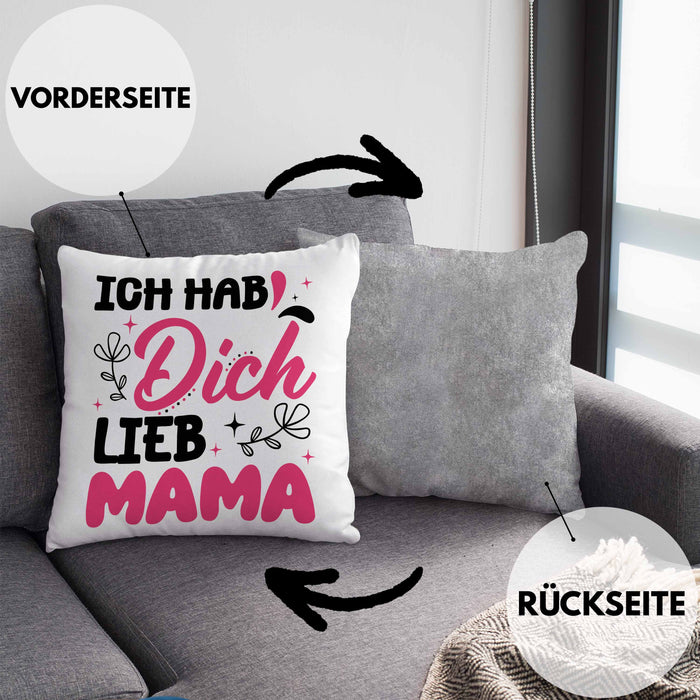 Mama Geschenk Kissen mit Füllung 40x40 Ich Hab Dich Lieb Mama Geschenkidee Muttertagsgeschenk von Sohn Tochter (Grau) Grau Trendation