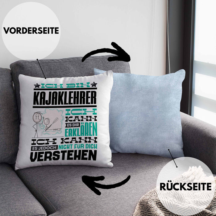 Kajaklehrer Geschenk Kaffee-Kissen mit Füllung 40x40 Geschenkidee für Kajaklehrer Ich Bin Kajaklehrer Ich Kann Es Dir Erklären Jedoch Nicht Für Dich Verstehen Spruch Lustig (Grau) Blau Trendation