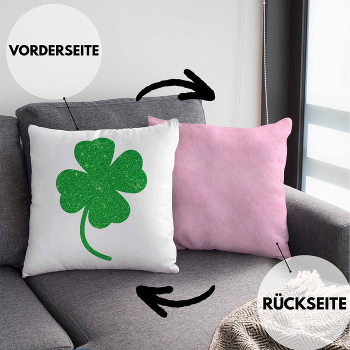 St Patricks Day Kissen mit Füllung 40x40 Klee Kleeblatt Irisch Irland Geschenkidee (Grau) Rosa Trendation