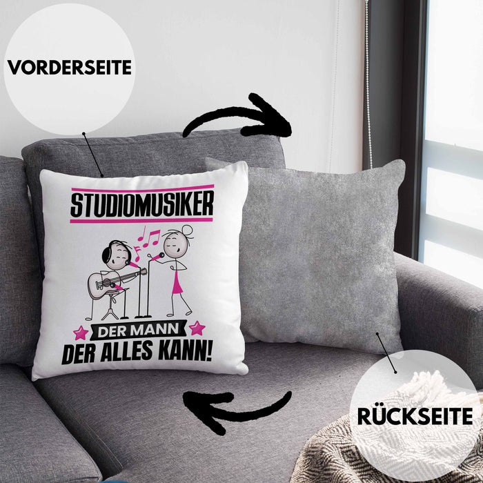 Studiomusiker Kissen mit Füllung 40x40 Geschenk für Studiomusiker Der Mann Der Alles Kann Geschenkidee zum Geburtstag (Grau) Grau Trendation
