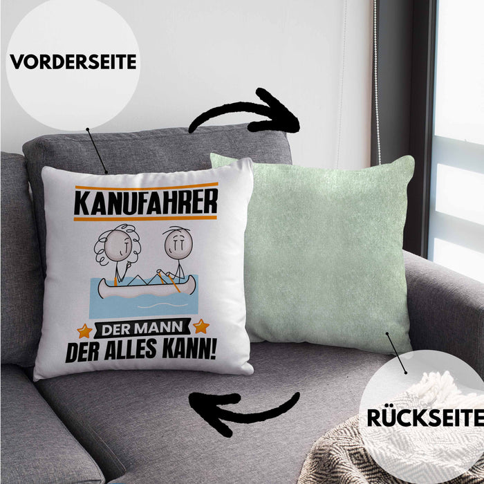 Kanufahrer Kissen mit Füllung 40x40 Geschenk für Kanufahrer Der Mann Der Alles Kann Geschenkidee zum Geburtstag (Grau) Grün Trendation