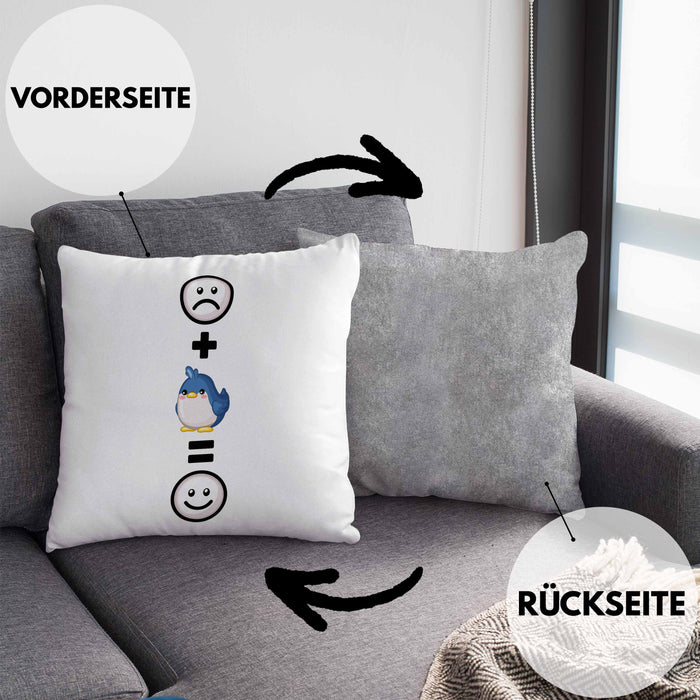 Vogel Kissen mit Füllung 40x40 Geschenk für Vogel Liebhaber :( + Vogel = :) Lustige Geschenkidee Geburtstag (Grau) Grau Trendation