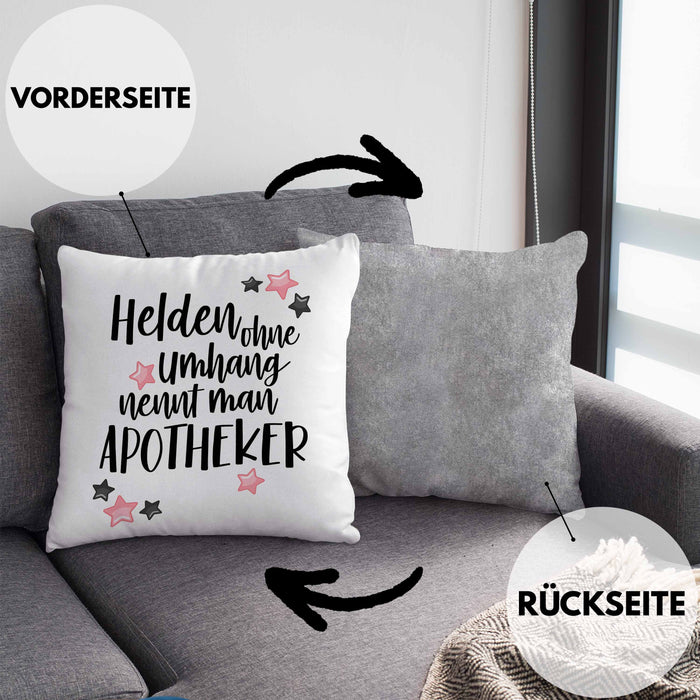 Apotheker Kissen mit Füllung 40x40 Geschenk Bester Apotheker Pharmazeut Arzneikundiger (Grau) Grau Trendation