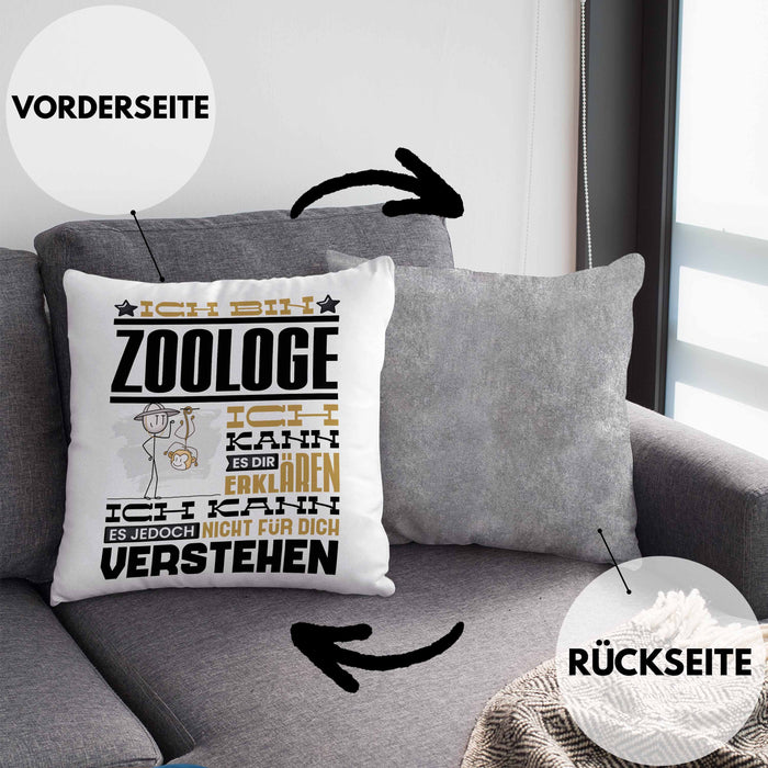 Zoologe Geschenk Kissen mit Füllung 40x40 Geschenkidee für Zoologe Geburtstag Lustiger Spruch Ich Bin Zoologe Ich Kann Es Dir Erklären Aber Nicht Für Dich Verstehen (Grau) Grau Trendation