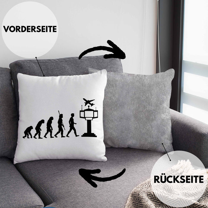 Fluglotse Kissen mit Füllung 40x40 Geschenk Flughafen Arbeiter Geschenkidee Evolution (Grau) Grau Trendation
