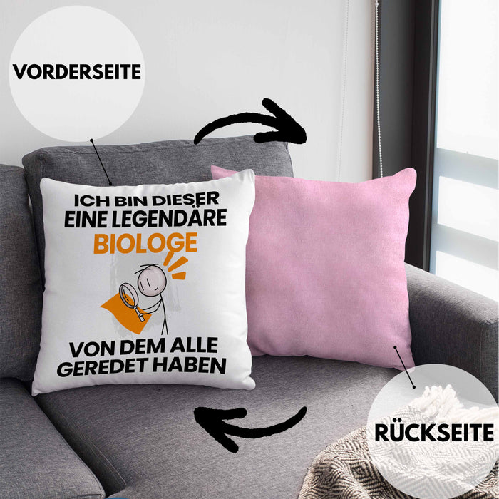 Biologe Geschenk Kissen mit Füllung 40x40 Lustige Geschenkidee Geburtstag für Biologe Ich Bin Dieser Legendäre Biologe Von Dem Alle Geredet Haben (Grau) Rosa Trendation